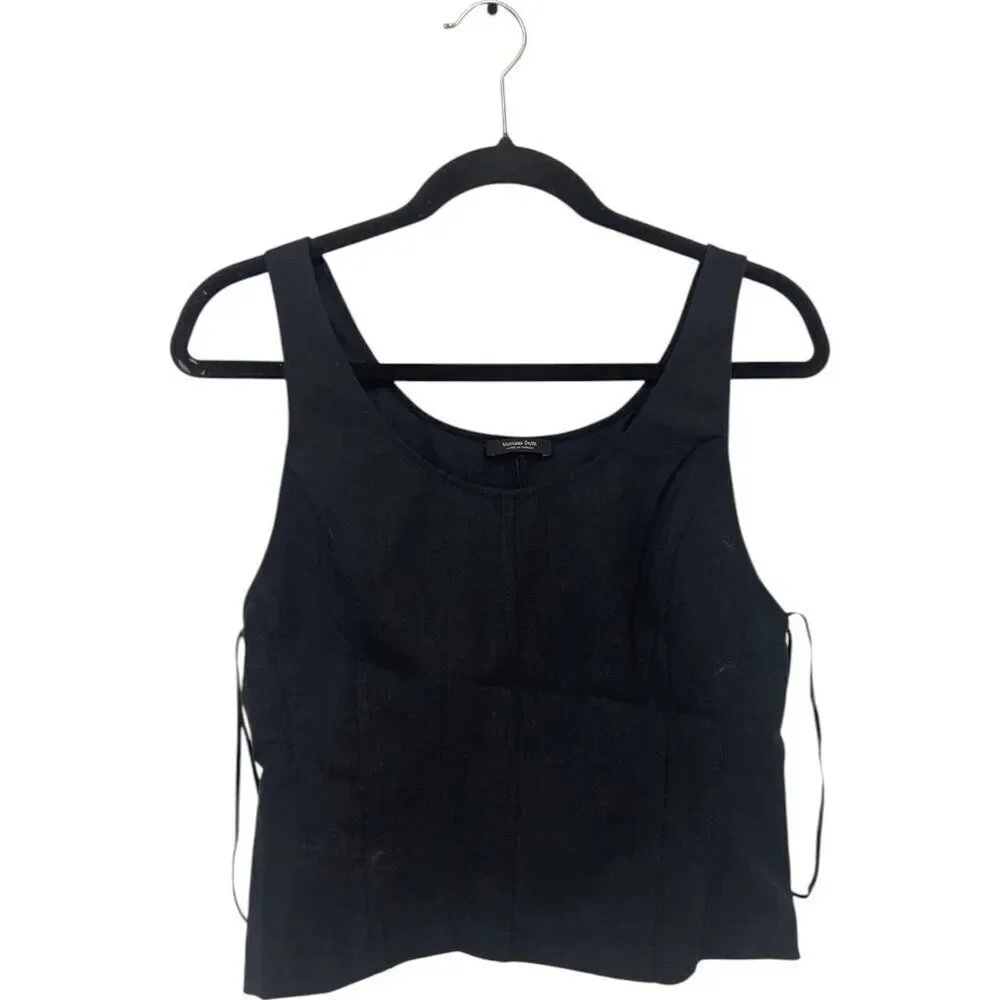 Massimo Dutti Womens Top S Small Tank Gray Stretch Seam Details 5118/818 NWT